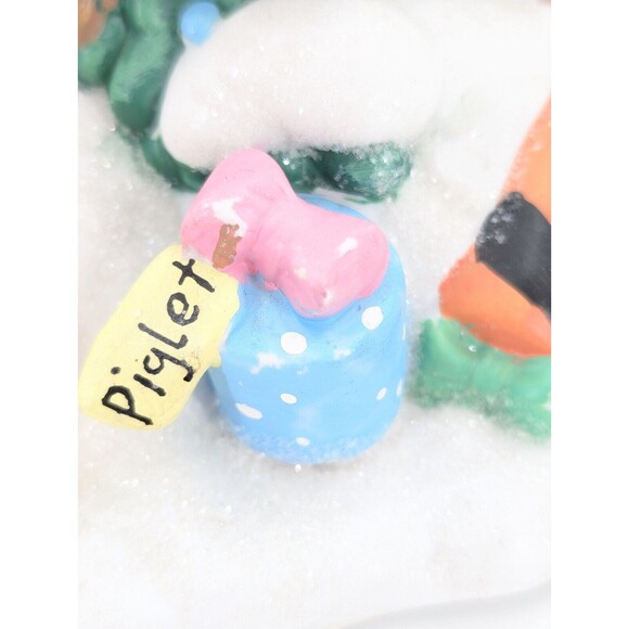 Disney Winnie the Pooh Porcelain Lighted Snowy Christmas Tree Vintage Works - Picture 5 of 13